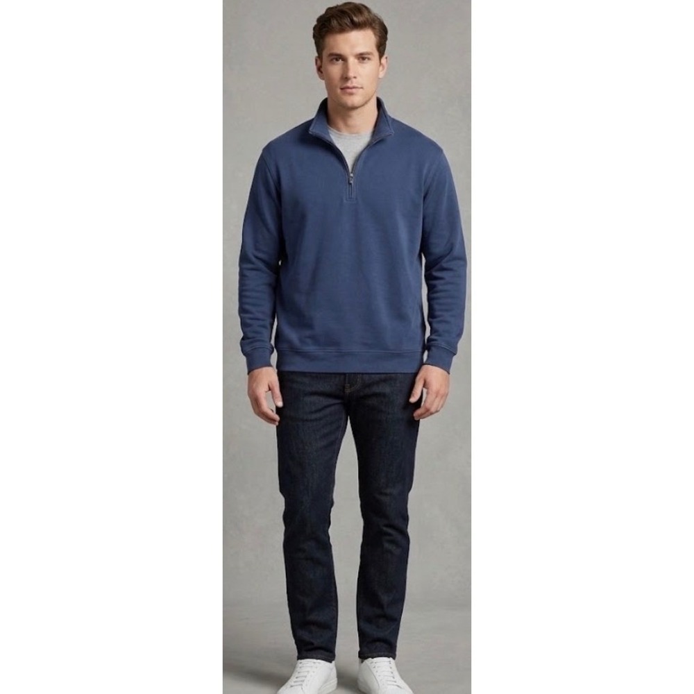 Scott Barber Men's Navy Blue 100% Pima Cotton Quarter Zip Pullover XXL